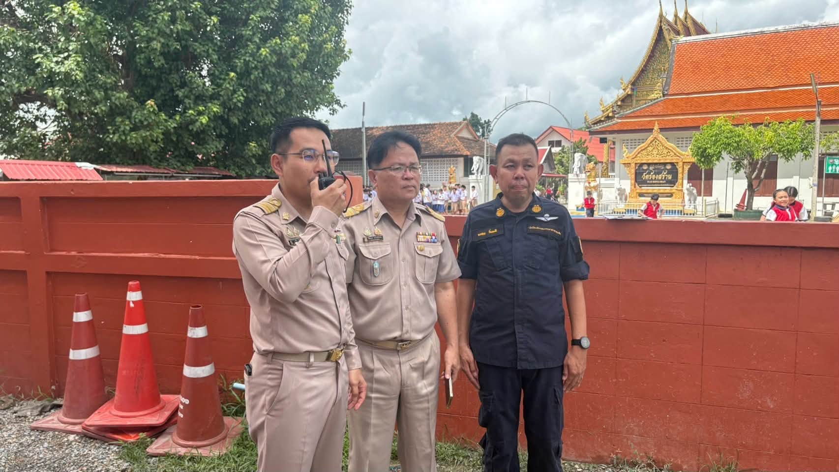 กิจกรรมซ้อมแผนเผชิญเหตุและการรักษาความปลอดภัยในสถานศึกษา ซ้อมแผนอพยพออกจากอาคารจากสถานการณ์แผ่นดินไหว ไฟไหม้ และผู้ก่อการร้ายบุกรุก”